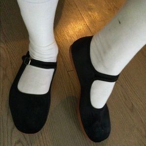 Black MicroFiber Mary Jane Flats
